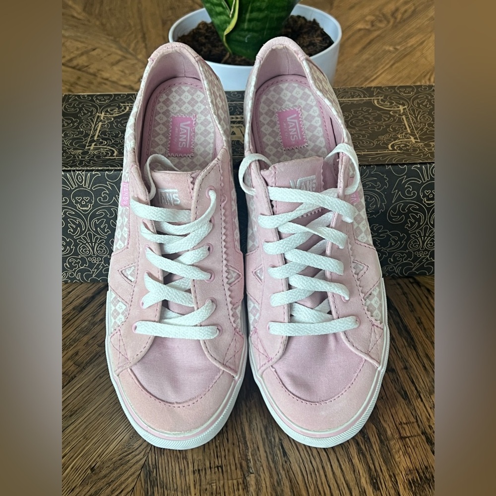 VANS Women’s Old Skool Skater Surf “Tory” Pink & White Checked Sneakers SZ 8.5